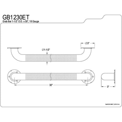 Kingston Brass Grab Bars - Satin Nickel 30" Commercial Grade Grab Bar GB1230ET