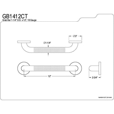 Kingston Brass Grab Bars - Satin Nickel 12" Commercial Grade Grab Bar GB1412CT