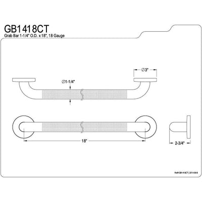 Kingston Brass Grab Bars - Satin Nickel 18" Commercial Grade Grab Bar GB1418CT