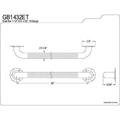 Kingston Brass Grab Bars - Satin Nickel 32" Commercial Grade Grab Bar GB1432ET