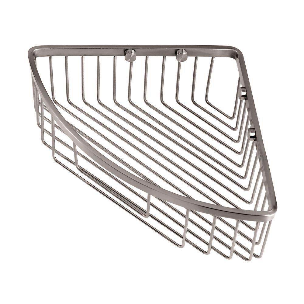 Gatco Wall-Mount Brass Corner Basket in Satin Nickel 463547