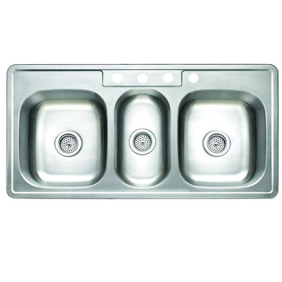 Brushed Nickel Gourmetier Triple Bowl Self-Rimming Kitchen Sink GKT5021969TBN