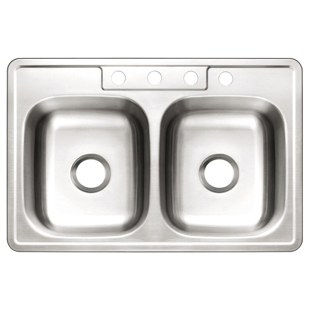 Kingston Brass Brushed Nickel Studio Self Rimming Double Bowl Sink GKTD332210