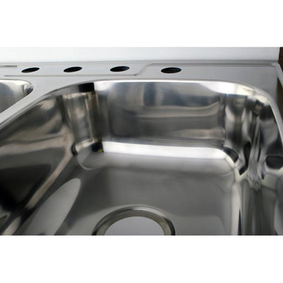 Kingston Brushed Nickel Gourmetier Double Bowl Self-Rimming Kitchen Sink GKTD33227MR