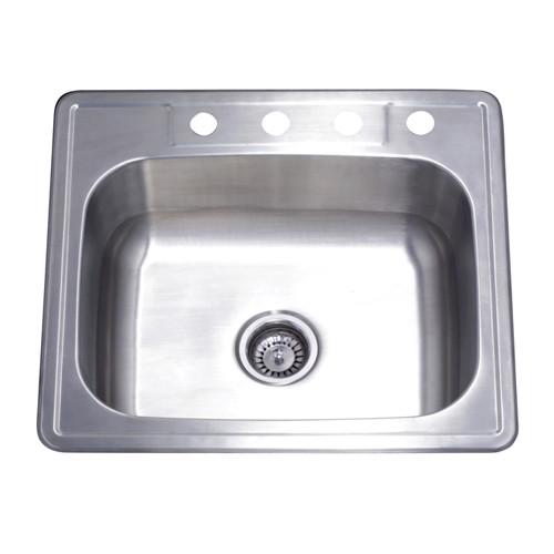 Brushed Nickel Gourmetier Single Bowl Self-Rimming Kitchen Sink GKTS2522