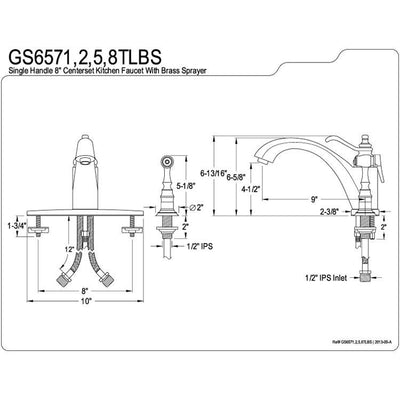 Kingston Brass Chrome Single Handle Kitchen Faucet w Brass Sprayer GS6571TLBS