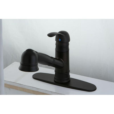 Kingston Brass Oil Rubbed Bronze Single Handle Pull Out Kitchen Faucet GS7575WEL