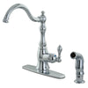 Kingston Brass Chrome Single Handle Kitchen Faucet w Brass Sprayer GS7701ACLSP