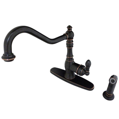 Kingston Oil Rubbed Bronze Single Handle Kitchen Faucet w Sprayer GS7706ACLSP