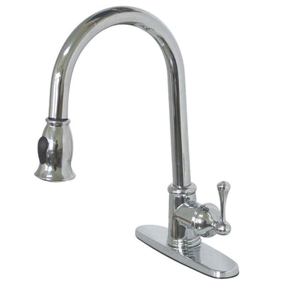 Kingston Brass Chrome Single Hole Pull Down Kitchen Faucet w Deck plate GS7881BL