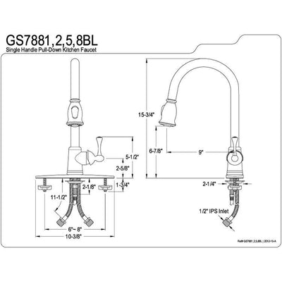 Kingston Polished Brass Single Hole Pull Down Kitchen Faucet w plate GS7882BL