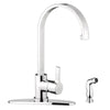 Kingston Brass Chrome Single Handle Kitchen Faucet w Brass Sprayer GS8711CTLSP