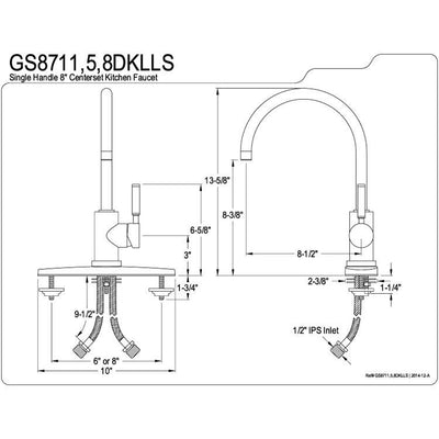 Kingston Kaiser Chrome Single Handle Kitchen Faucet w Deck Plate GS8711DKLLS