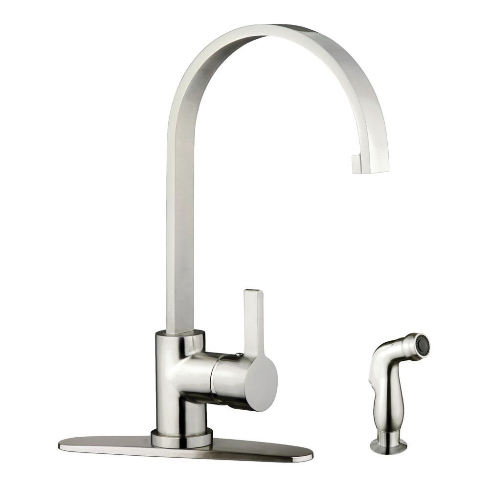 Kingston Satin Nickel Single Handle Kitchen Faucet w Brass Sprayer GS8718CTLSP