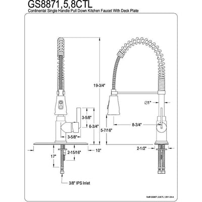 Kingston Oil Rubbed Bronze Single Handle Pre-rinse Kitchen Faucet GS8875CTL