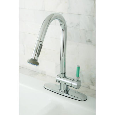 Kingston Green Eden Chrome Pull Down Single Handle Kitchen Faucet GS8881DGL