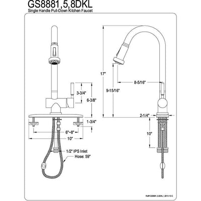 Kingston Kaiser Chrome Single Handle Pull Down Sprayer Kitchen Faucet GS8881DKL