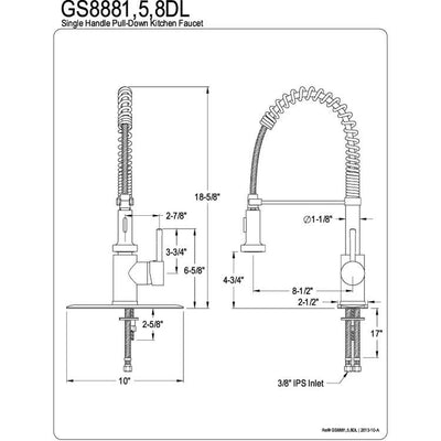 Kingston Chrome Single Handle Pre-rinse Commercial style Kitchen Faucet GS8881DL