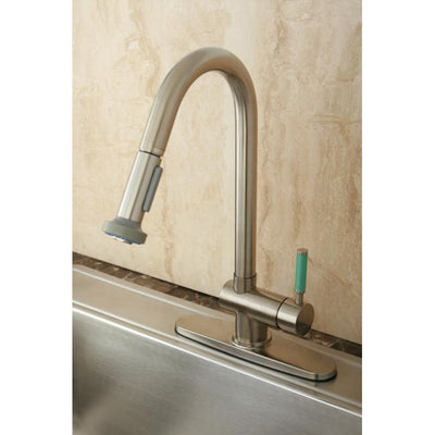 Kingston Green Eden Satin Nickel Pull Down 1 Handle Kitchen Faucet GS8888DGL