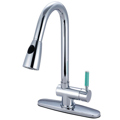 Kingston Green Eden Chrome Pull Down Single Handle Kitchen Faucet GS8891DGL