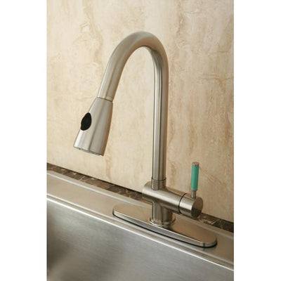 Kingston Green Eden Satin Nickel Pull Down Spray Kitchen Faucet GS8898DGL