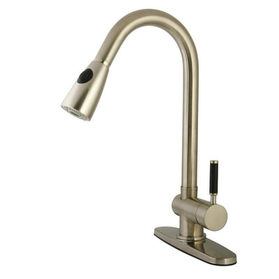 Kaiser Satin Nickel Single Handle Kitchen Faucet w Pull-down Sprayer GS8898DKL