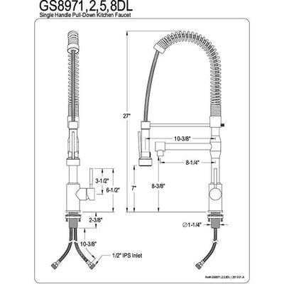 Kingston Chrome Single Handle Pre-rinse Kitchen Faucet with extra spout GS8971DL