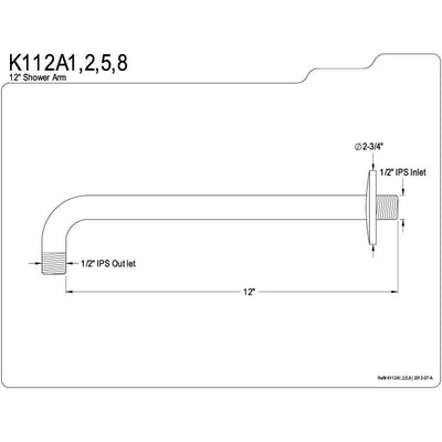 Kingston Brass Claremont Oil Rubbed Bronze 12" Rain Drop Shower Arm K112A5