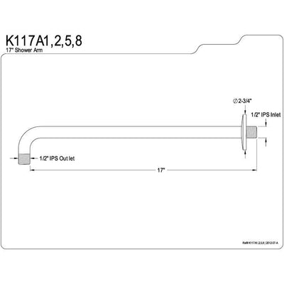 Kingston Brass Claremont Oil Rubbed Bronze 17" Rain Drop Shower Arm K117A5