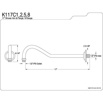 Bathroom fixtures Shower Arm Oil Rubbed Bronze 17" Rain Drop Shower Arm K117C5