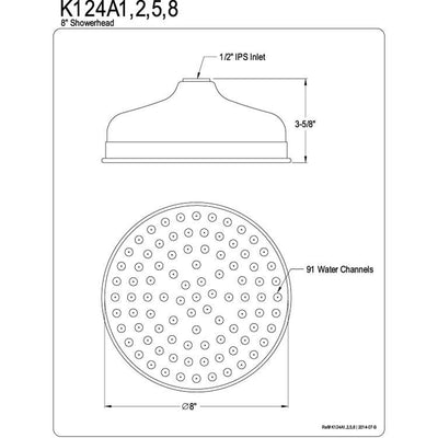 Bathroom fixtures Chrome Shower Heads 8" Large Rain Shower Head K124A1