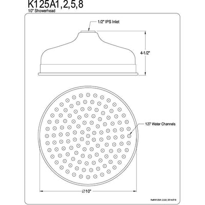 Bathroom fixtures Chrome Shower Heads 10" Large Rain Shower Head K125A1