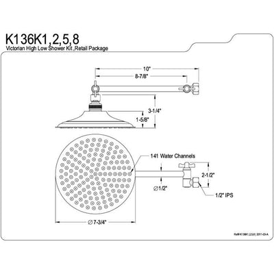 Bathroom fixtures Polished Brass 8" Rain Shower Head with Shower arm K136K2