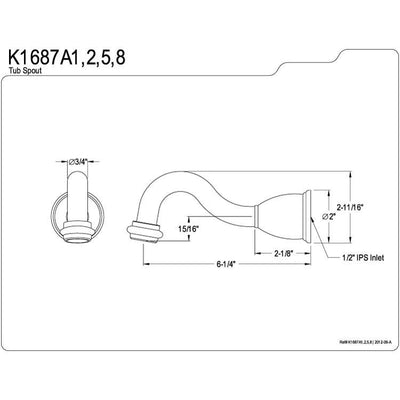 Kingston Brass Bathroom Accessories Polished Brass Heritage 6" Tub Spout K1687A2