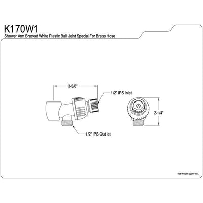 Kingston Bathroom Accessories White Plumbing parts Shower Arm Bracket K170W1