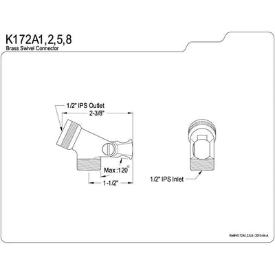 Kingston Brass Bathroom Accessories Chrome Brass Swivel Connector K172A1