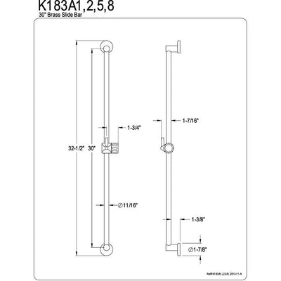 Kingston Brass Bathroom Accessories Oil Rubbed Bronze 30" Brass Slide Bar K183A5