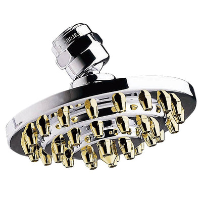 Chrome with Polished Brass Trim 4" 3 Tier High Pressure showerhead K204A4