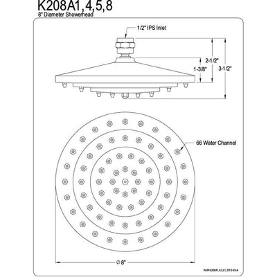 Bathroom fixtures Chrome Shower heads 8" 3 Tier Large showerhead K208A1