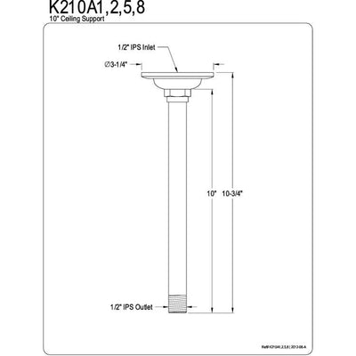 Bathroom fixtures Satin Nickel 10" Ceiling Mount Shower Arm K210A8