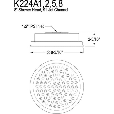 Bathroom fixtures Chrome Shower Heads Large 8" Rain drop Shower Head K224A1