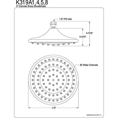 Chrome with Polished Brass Trim Large 8" Rain drop Shower Head K319A4