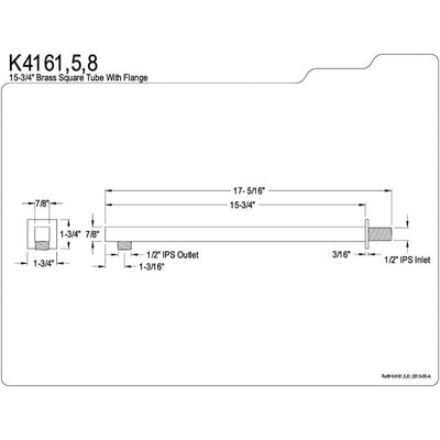 Kingston Brass Claremont Satin Nickel 15" Brass Square Tube shower arm K4168