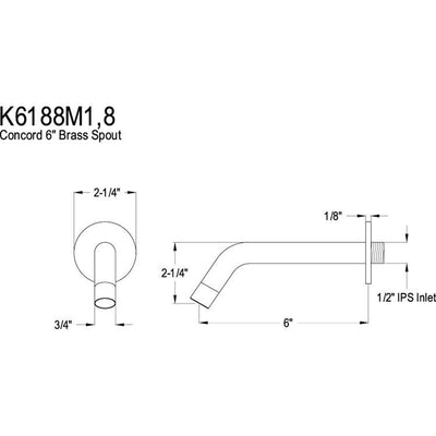 Bathroom fixtures Satin Nickel Shower Arms 6" Modern Shower Arm K6188M8