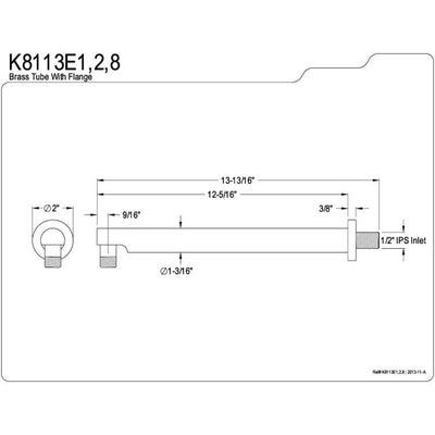 Shower Arm Satin Nickel Shower Arms 12" Modern Shower Arm K8113E8