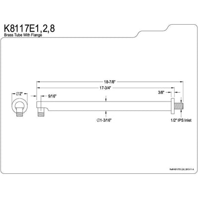 Shower Arm Polished Brass Shower Arms 17" Modern Shower Arm K8117E2