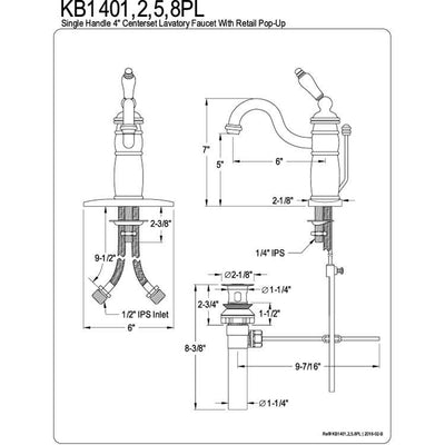 Kingston Brass Chrome Single Handle Bathroom Faucet w Drain KB1401PL