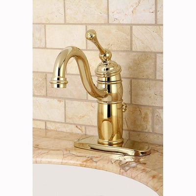 Kingston Brass Polished Brass Single Handle Bathroom Faucet w Pop-up KB1402BL