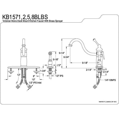 Kingston Brass Chrome Single Handle Kitchen Faucet With Brass Sprayer KB1571BLBS