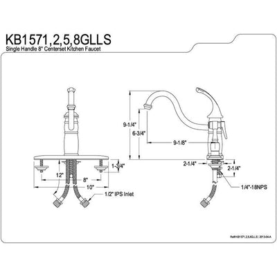 Kingston Brass Chrome Georgian 8" kitchen faucet without sprayer KB1571GLLS